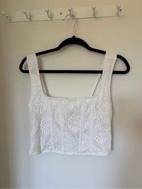 American Age White Lace Square-Neck Camisole Crop Top